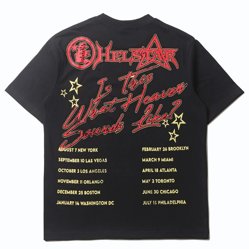 Hip-hop t-shirts, american high street summer short-sleeve couple's outfit, short racerback print short-sleeve tee