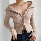Women Sweater Knitwear Sweater Female Loose Outer Wear Zipper Cardigan Knitted Coat
