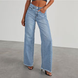 Women's pants - cross-border amazon, independent website, foreign trade women's denim jeans - washed denim wide leg pants