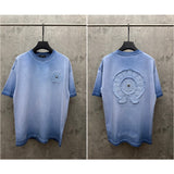 Ch hip-hop t shirts new ch short-sleeved american style washed and fried color embroidery couple short-sleeved high street casualeasiest for matchtrendy