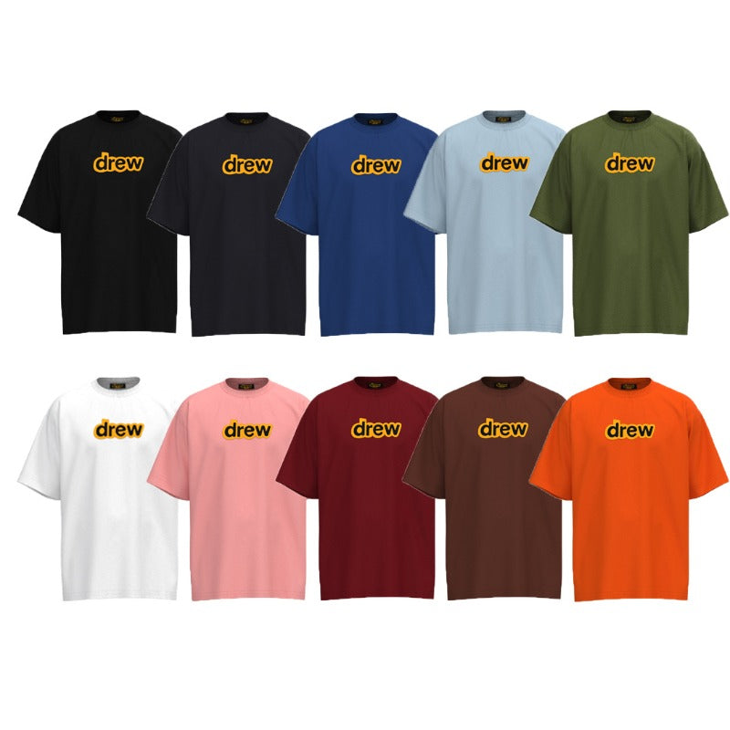 Drew house tshirt r streetwear smiley face & letter print crewneck pullover short sleeve wholesale single piece