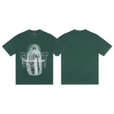 saint m t shirts s.m character & letter graphic crew neck short sleeve tee