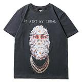 Hip-hop t shirts summer american street fashion stranger things short-sleeved chrysanthemum all-over printed portrait printing youth short tee shirt