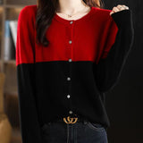 Women Knitwear Spring round Neck Sweater Loose Knitted Cardigan
