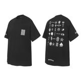 Ch hip-hop t shirts ch crow short-sleeved sanskrit pattern logo printingloosecasualpure cotton american high street