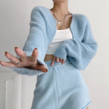 Women Sweater Knitwear Sexy Short Navel Knitted Top High Waist Loose Plush Cardigan Coat