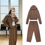 Ashley williams outfit: "i love me" set - heart print zip-up hoodie & casual sweatpants