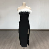 Women Evening Dress High Slit Bandage One-Piece Dress