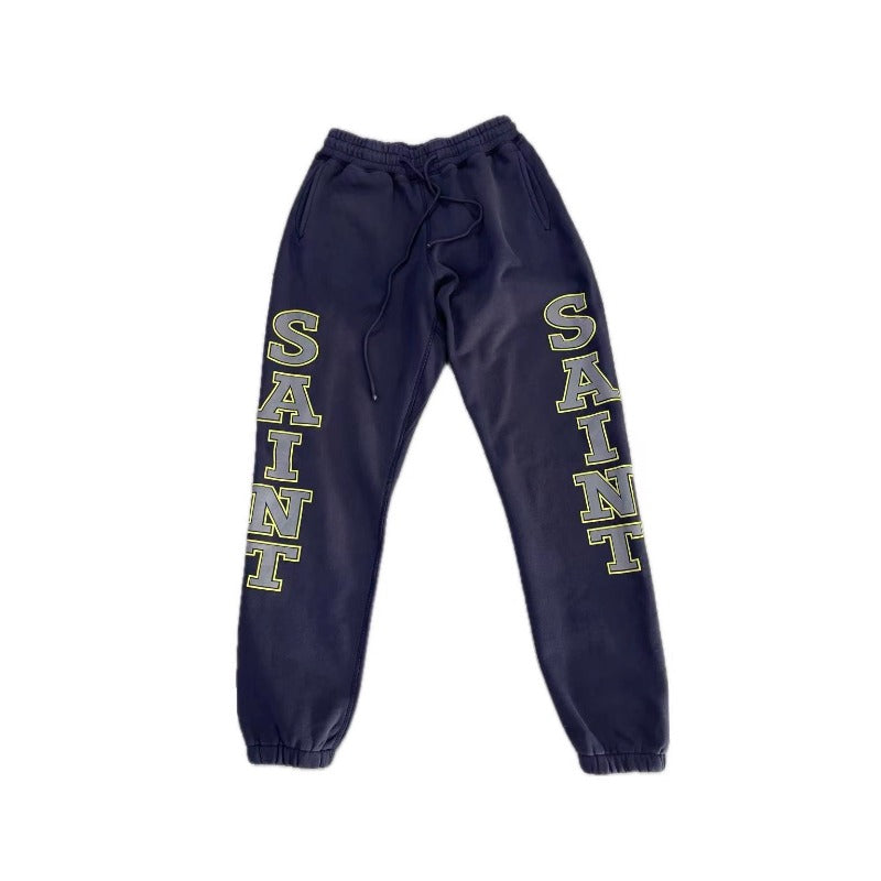 Saint m t pants s.m letter print washed vintage elastic waist trousers