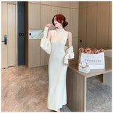 Women Maxi Dress Spring and Autumn Knitted Dress and Coat
