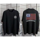 Ch hip-hop t shirts high version ch short sleeve sanskrit printingloosecasualpure cotton american heavy weight short sleeve men