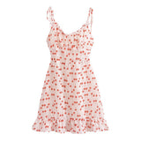 Women Dresses Summer Vintage Floral Slim Fit V-neck Strap Dress (Xds0414)