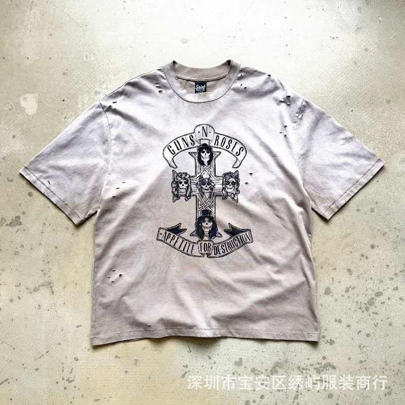 saint m t shirts s.m. guns n' roses collaboration crewneck t-shirt