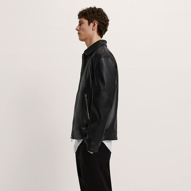 Men Motorcycle Jacket Retro Lapels Imitation Leather Jacket Coat 8281/400