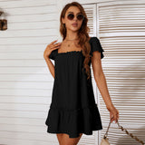 Women Dress Square Collar Bow Dress