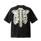 saint m t shirts s.m. skeleton letter graphic crew neck short sleeve pullover
