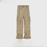 MIJKO Men's Vintage Pants MIJKO Men's High Street Overalls Functional Wind Casual Pants