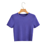 Women Sweater Knitwear Spring round Neck T-shirt Shory Style Ice Silk Pullover Knitwear T-shirt Top