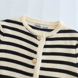 Women Sweater Knit Wear Striped round Neck Classic Style Knitted Cardigan Sweater Coat