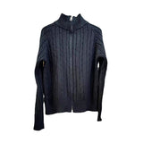 Women Knitted Cardigan Vintage Double Zipper Knitted Cardigan Casual Sweater