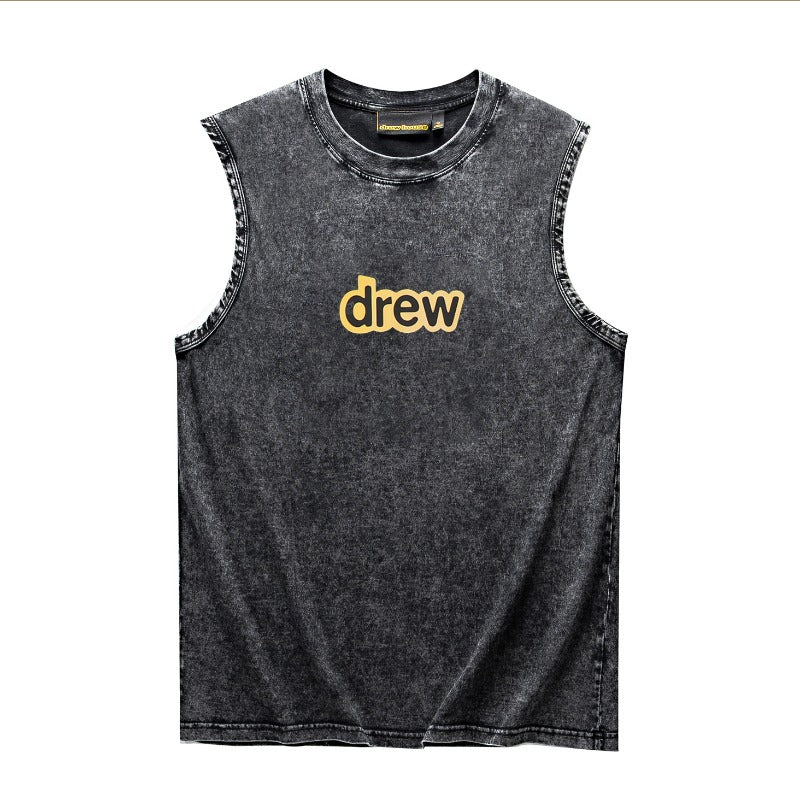 Drew house tshirt r d@ew rubber stripe letter heavyweight washed tank top