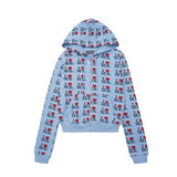 Ashley williamsoutweartopsheart printed zipper hoodie casual sweatpants i love mesuit