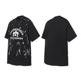 Ch hip-hop t-shirts - ch short sleeve tee with cross & sanskrit letter print, relaxed fit, 100% cotton, american style