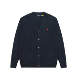 Rl xiaoma lava v neckknittingoutwearcasualfall and wintercouple single breasted cardigan woolen jacketflap pocket pants