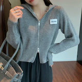 Women Knitwear Spring and Autumn Double Zipper Knitted Cardigan Jacket
