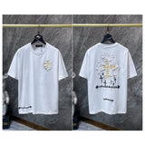 Ch hip-hop t shirts ch hot style sanskrit cross patch embroidery couple style short-sleeved t-shirt heavy industry versatile