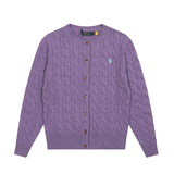 Macaron color rl ralph pony casualsweetcardigan women's fall and winter dopamine round neck cardiganknitting wool sweater