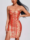 Women Evening Dress Snake Pattern Dress Hip Skirt Nightclub Sexy Miniskirt