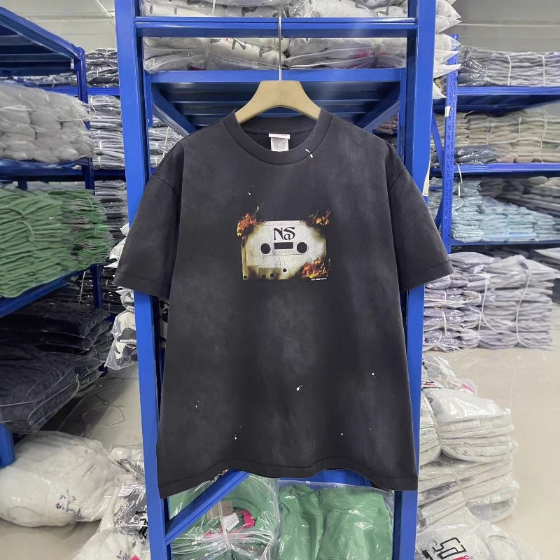 saint m t shirts s.m. burnt-out recorder crewneck pullover short sleeve