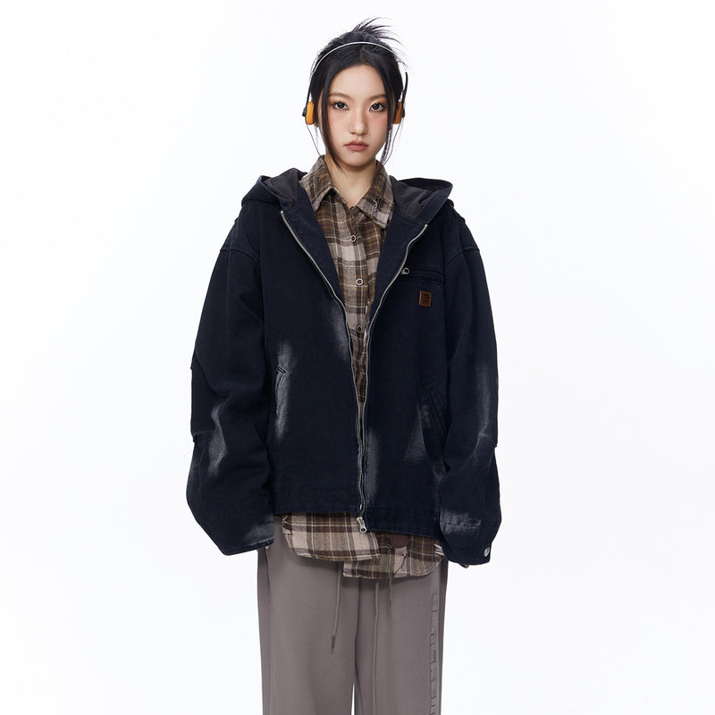 Unisex Jacket Autumn Distressed Washed Cloth Coat