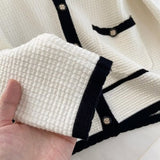 Women Sweater Knitwear Autumn and Winter Classic Style Contrast Color V-neck Knitted Cardigan Sweater Coat