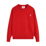 Ami araunriffall and winter couplelong sleevesheart jacquardtopswool sweater round neck knitting shirt