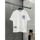 Ch hip-hop t shirts high streetch short sleeve stylish horseshoe hand-painted sanskrit printingloosecasual american heavy weight