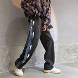 Men Jeans Breasted Jeans Straight Loose Hip Hop Casual Trousers