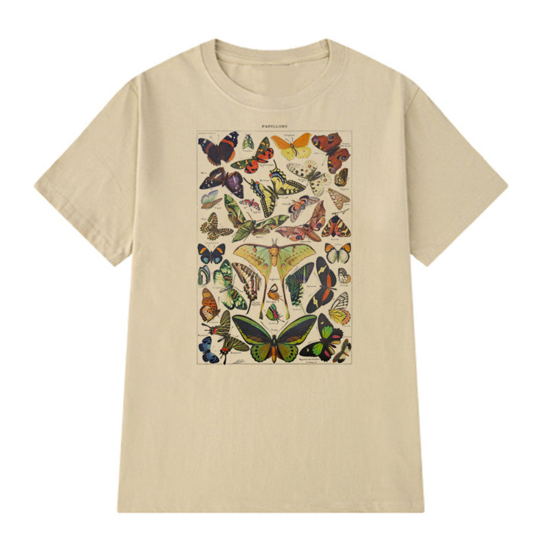 Vintage Boho Butterfly Print Top Aesthetic Botanical