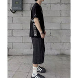 Ch hip-hop t shirts american ch crow scroll sanskrit logo printing t-shirt short-sleeved daily easiest for match round neck casual high street