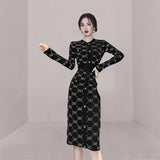 Women Maxi Dress Autumn and Winter Long Sleeve Slim Fit Hip Knitwear Dress