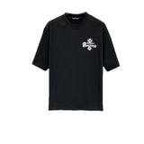 Ch hip-hop t shirts high street ch crow short sleeve front and back sanskrit cross logo embroiderloosecasual american heavy weight