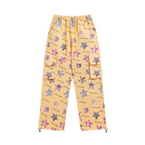 Men Sweatpants Full Printed Five-Pointed Star Cat Printing Casual Trousers Loose Cargo Pocket Straight-Leg Trousers