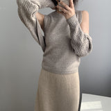 Women Knitted Two-Piece Set Spring Vest Knitted Cardigan 8t8108