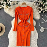 Women Maxi Dress Autumn and Winter Knitting Sheath Dress