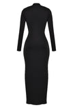 Women Dresses Sexy Slit Pleated Dress (Bla0420)