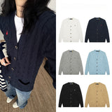 Rl xiaoma lava v neckknittingoutwearcasualfall and wintercouple single breasted cardigan woolen jacketflap pocket pants