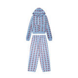 Ashley williamsoutweartopsheart printed zipper hoodie casual sweatpants i love mesuit