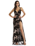 Women's Evening Gown Sexy V-neck Backless Sequins Dress Long Dress Gown