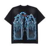 Hip-hop t shirts american high street window microphone lightning printing washed distressed short-sleeved t-shirt street half-sleeved tee